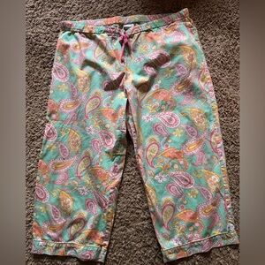 All For Color Paisley Cotton Pajama Capri Pants – Women’s Large – 100% Cotton